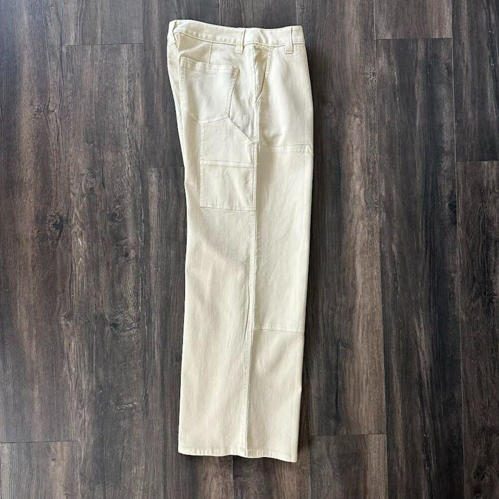 NWT BP Beige Carpenter Pants Cargo Double Knee Cream Wide Leg Women's Size 10 - Picture 4 of 9